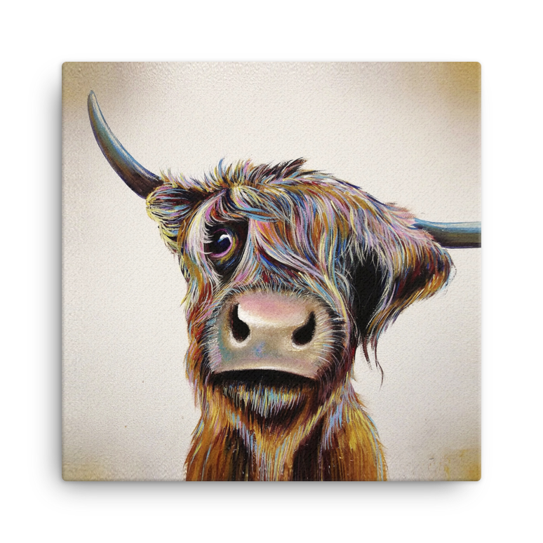 A Bad Hair Day' Highland Cow Mini Canvas