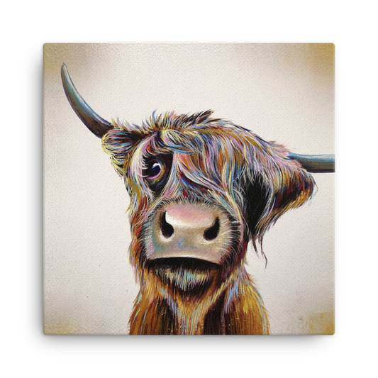 A Bad Hair Day' Highland Cow Mini Canvas