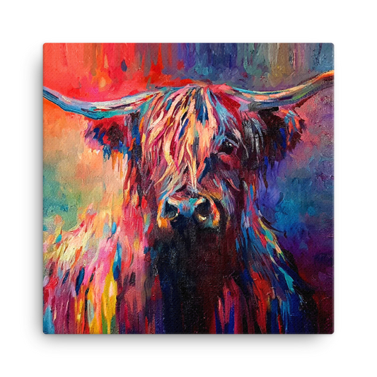 Colourful Highland Cow Canvas