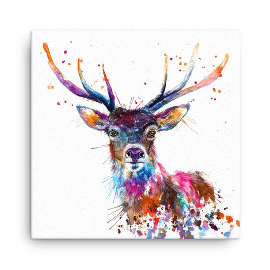 Splatter Rainbow Highland Stag Canvas