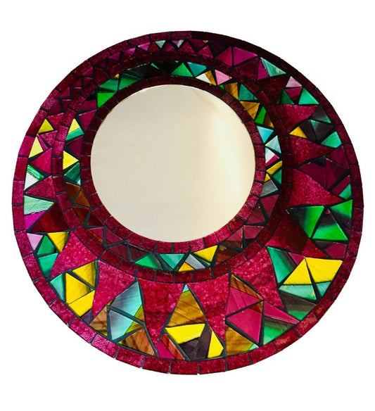 Red Flame Mosaic Mirror