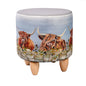 Blue Highland Coo Foot Stool