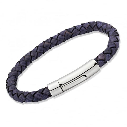Twisted Dark Blue Leather Bracelet