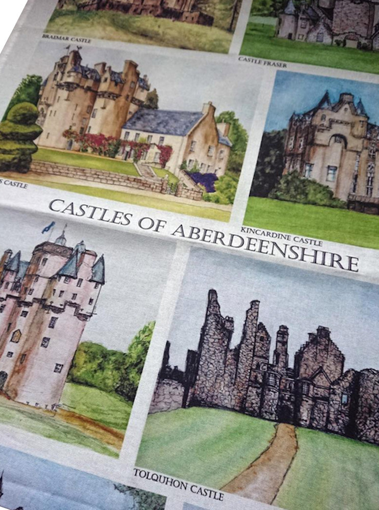 Castles Of Aberdeenshire Tea Towel