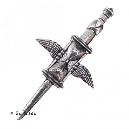 Stunning Scottish Pewter Fancy Kilt Pin - Time Flies