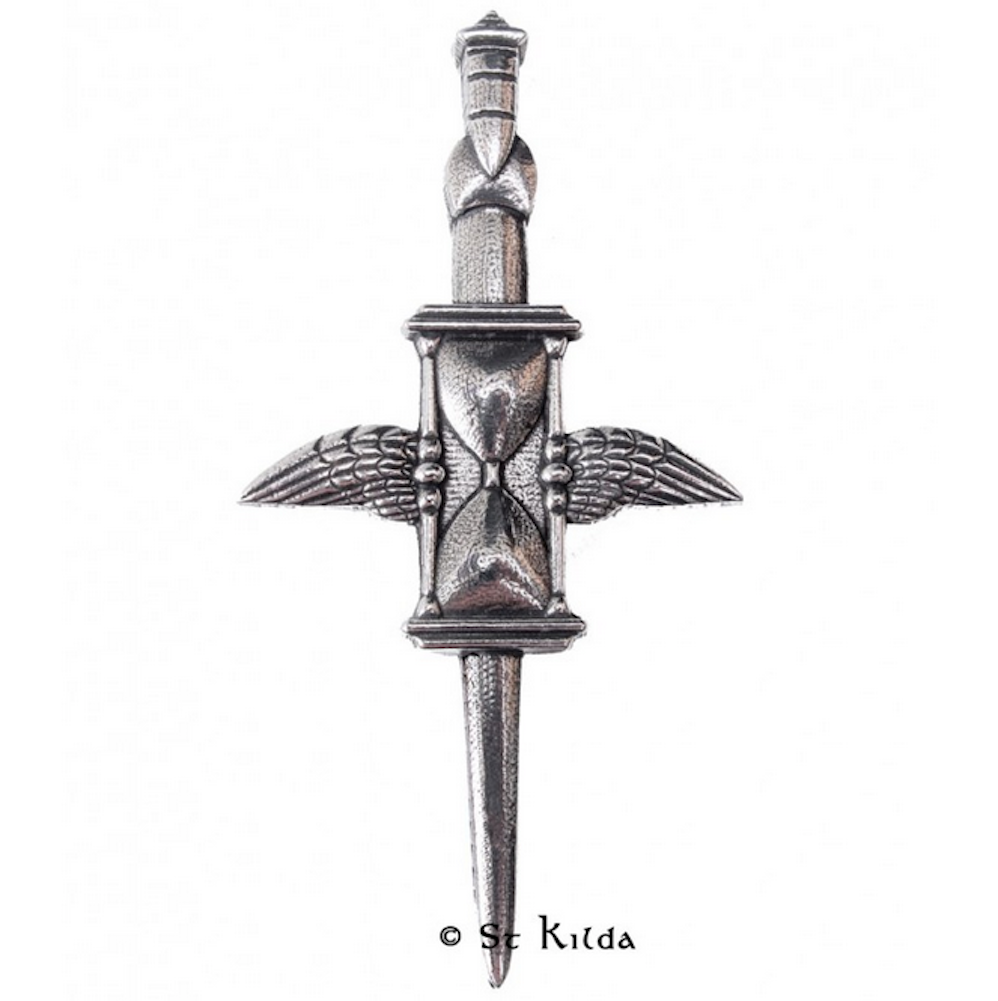 Stunning Scottish Pewter Fancy Kilt Pin - Time Flies