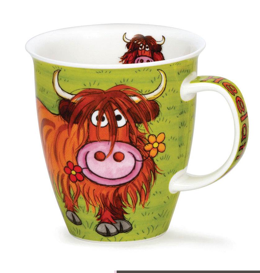 Green Highland Cow China Mug