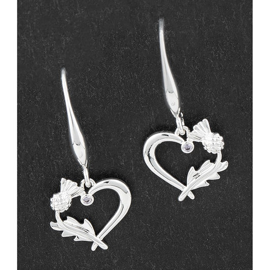 Thistle Love Heart Dangle Earrings