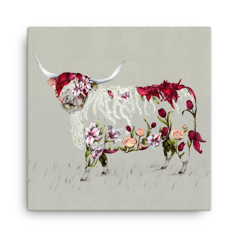 Rustic Bonnie Highland Cow Large Canvas