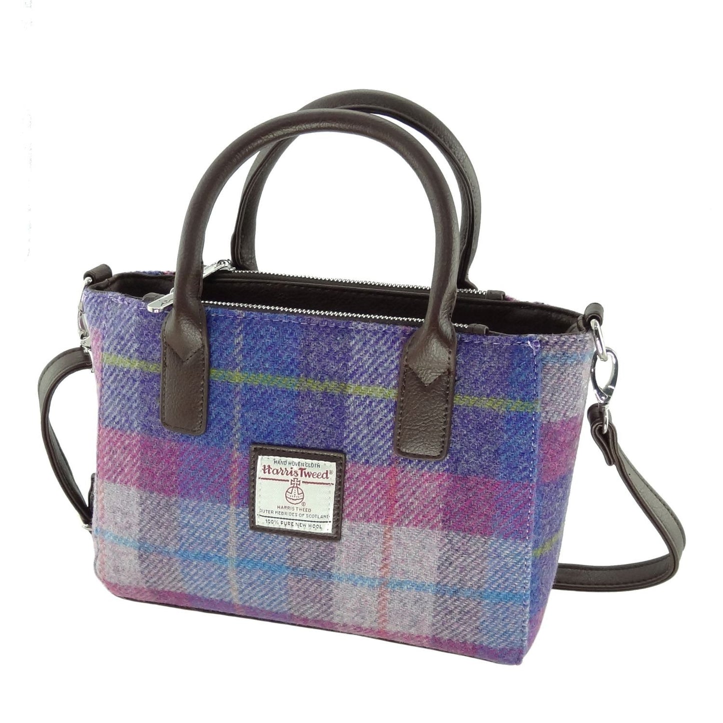 Pink Purple Tartan Tote Handbag