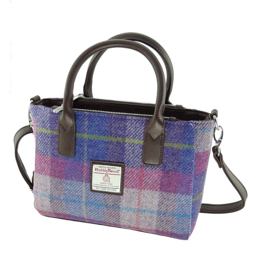 Pink Purple Tartan Tote Handbag