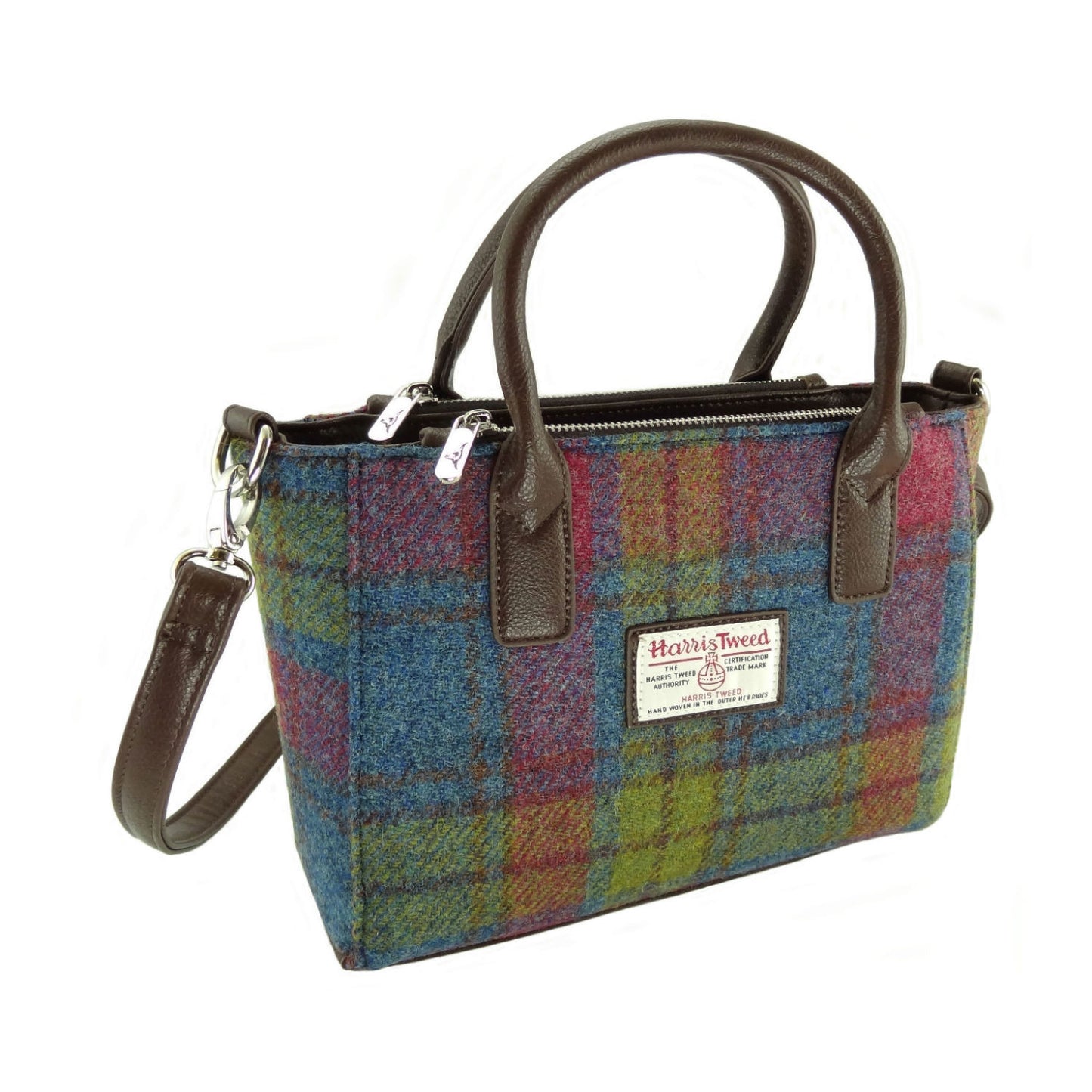 PInk Blue Green Tartan Tote Handbag