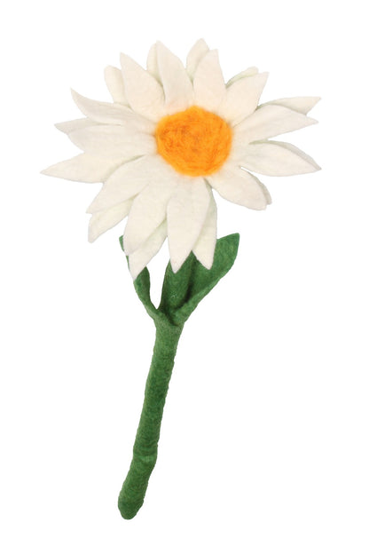 Fair Trade Felted White Single Stem Daisy