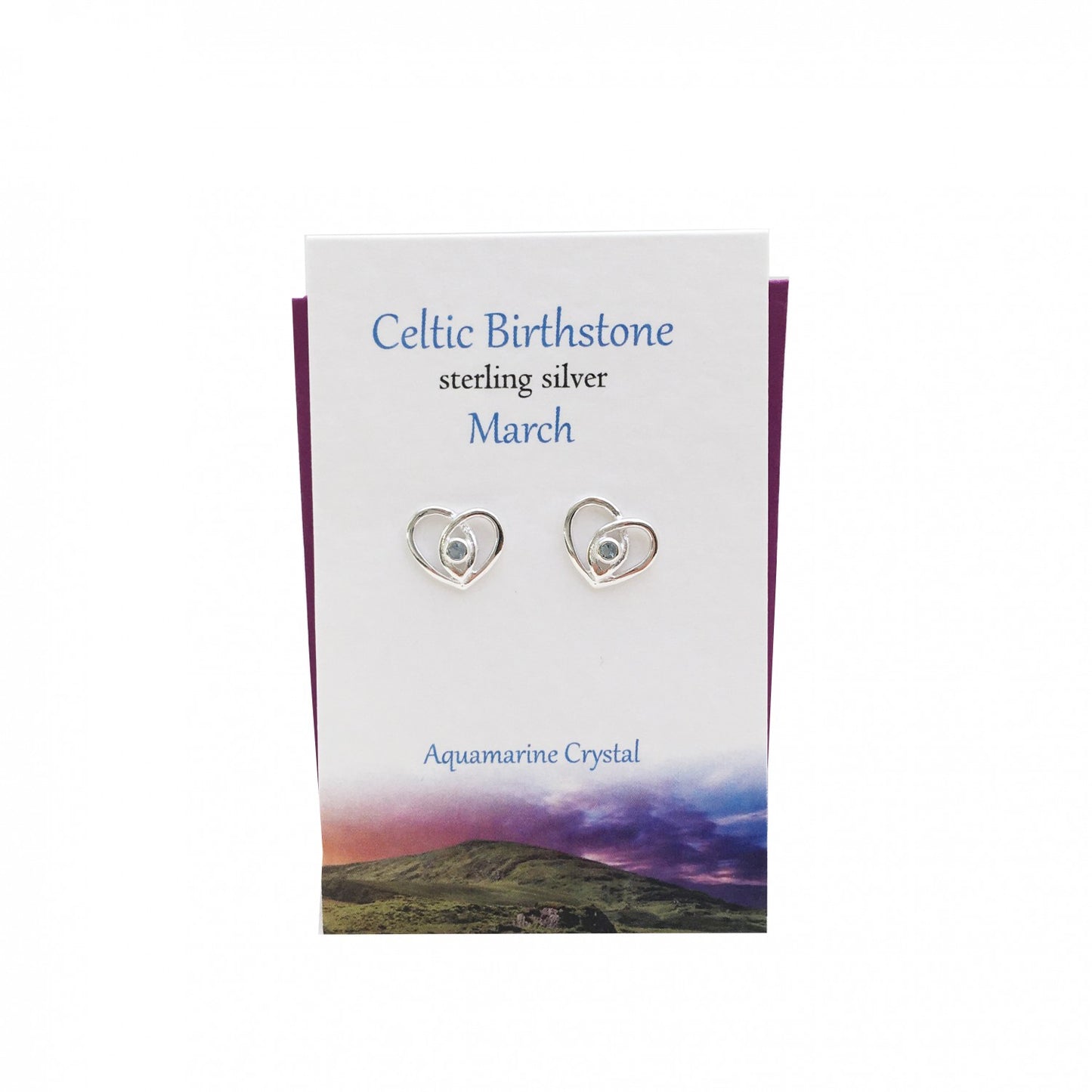 Celtic Heart March Aquamarine Studs