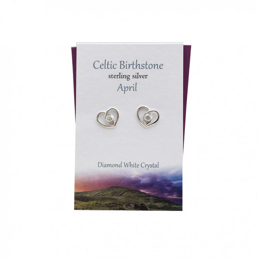 Celtic Heart April Gem Studs