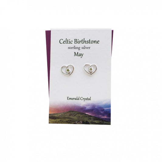 Celtic Heart May Emerald Studs