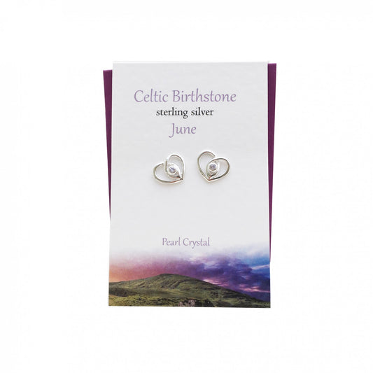 Celtic Heart June Pearl Studs