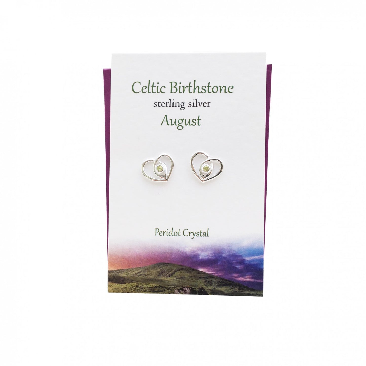 Celtic Heart August Peridot Studs