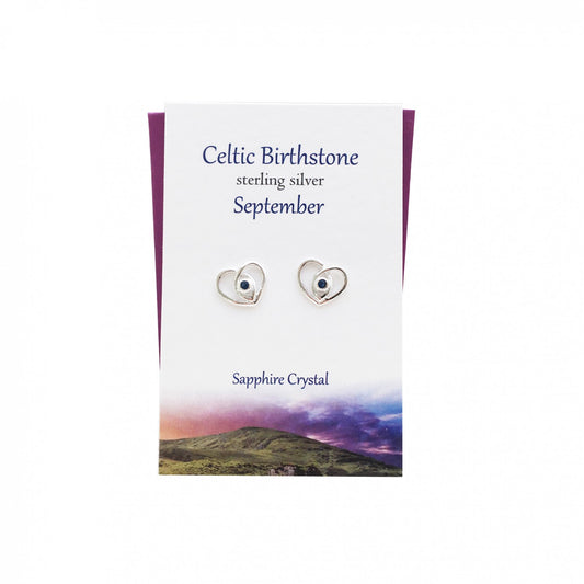 Celtic Heart September Sapphire Studs