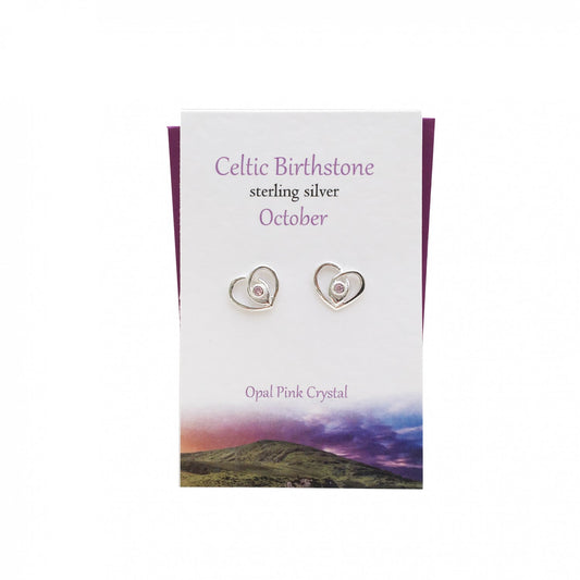 Celtic Heart October Opal Studs