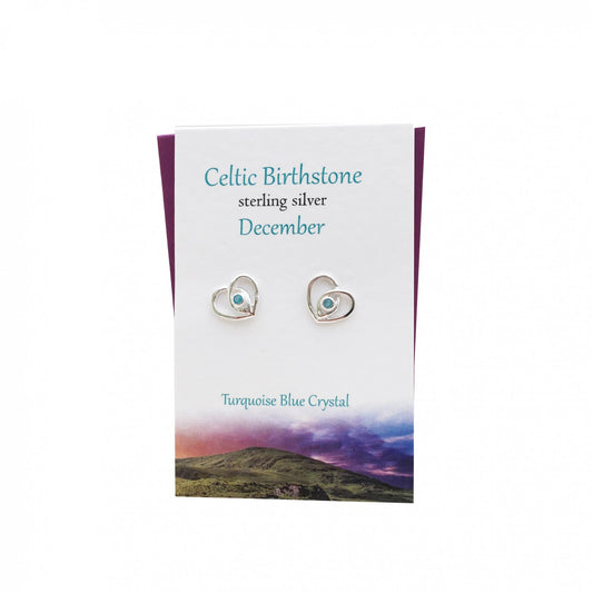 Celtic Heart December Turquoise Studs