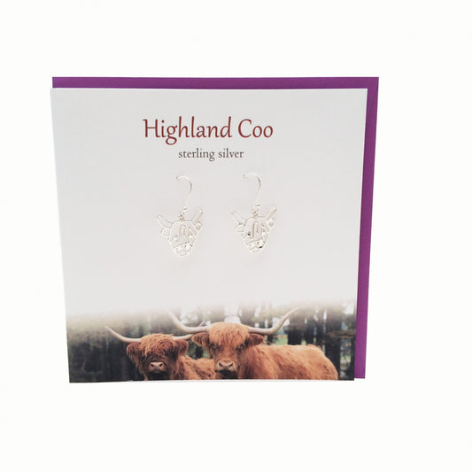 Highland Cow Dangle Earrings Card Gift Set