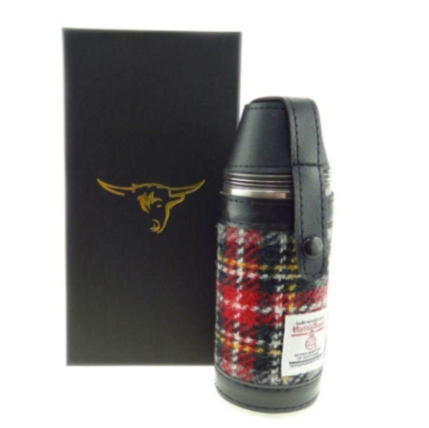 Grey Red Tartan Hunting Flask