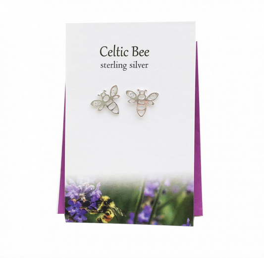 Celtic Bee Stud Earrings Card Gift Set