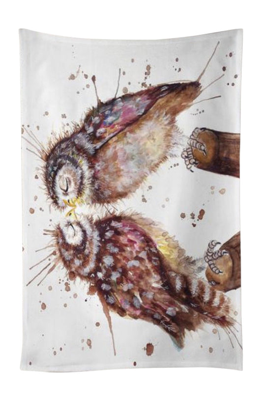 Splatter Loved Up Owls Tea Towel