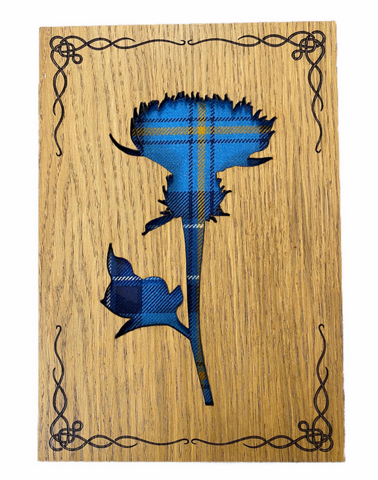 Tartan Scottish Thistle Oak Wood Wall Plaque
