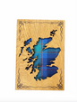 Arcaro Art Tartan Scotland Map Mountable Hanging Oak Wooden Wall Plaque