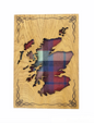 Arcaro Art Tartan Scotland Map Mountable Hanging Oak Wooden Wall Plaque