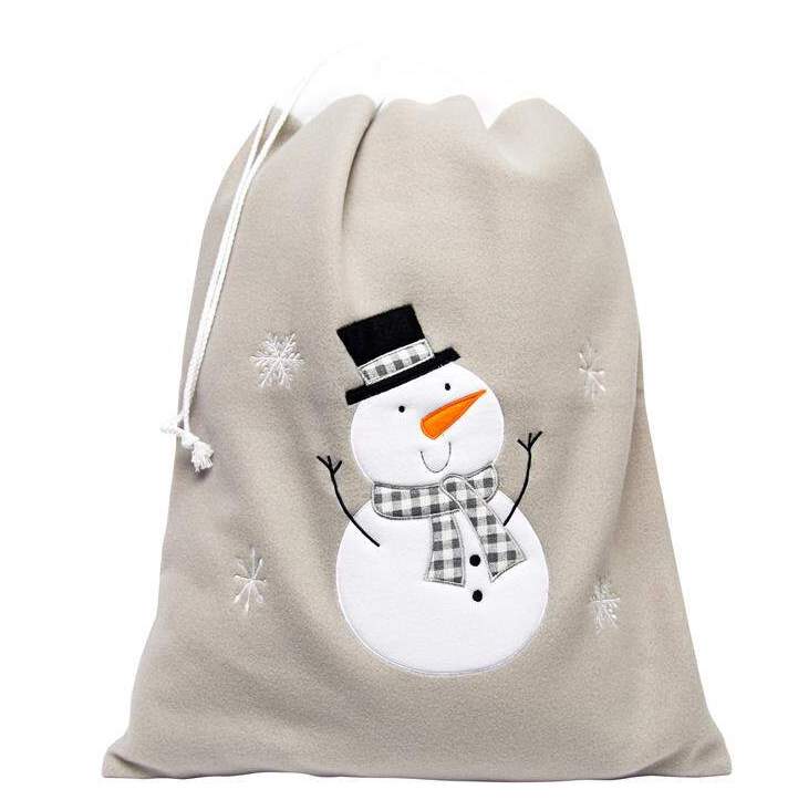 Silver Snowman Christmas Gift Sack