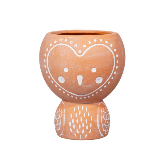 Brown Olivia Owl Terracotta Planter