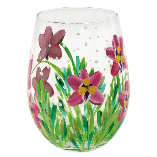 Pink Orchid Stemless Gin Glass