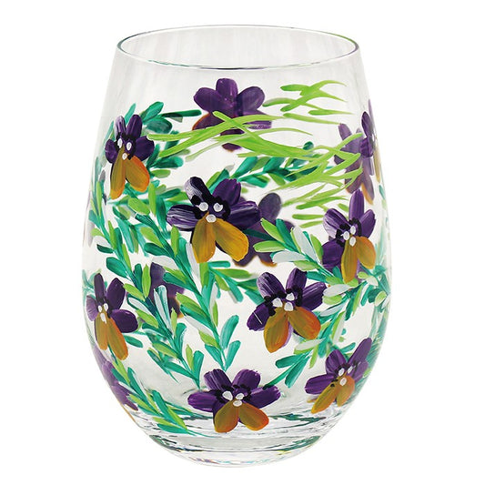 Pansies Stemless Gin Glass