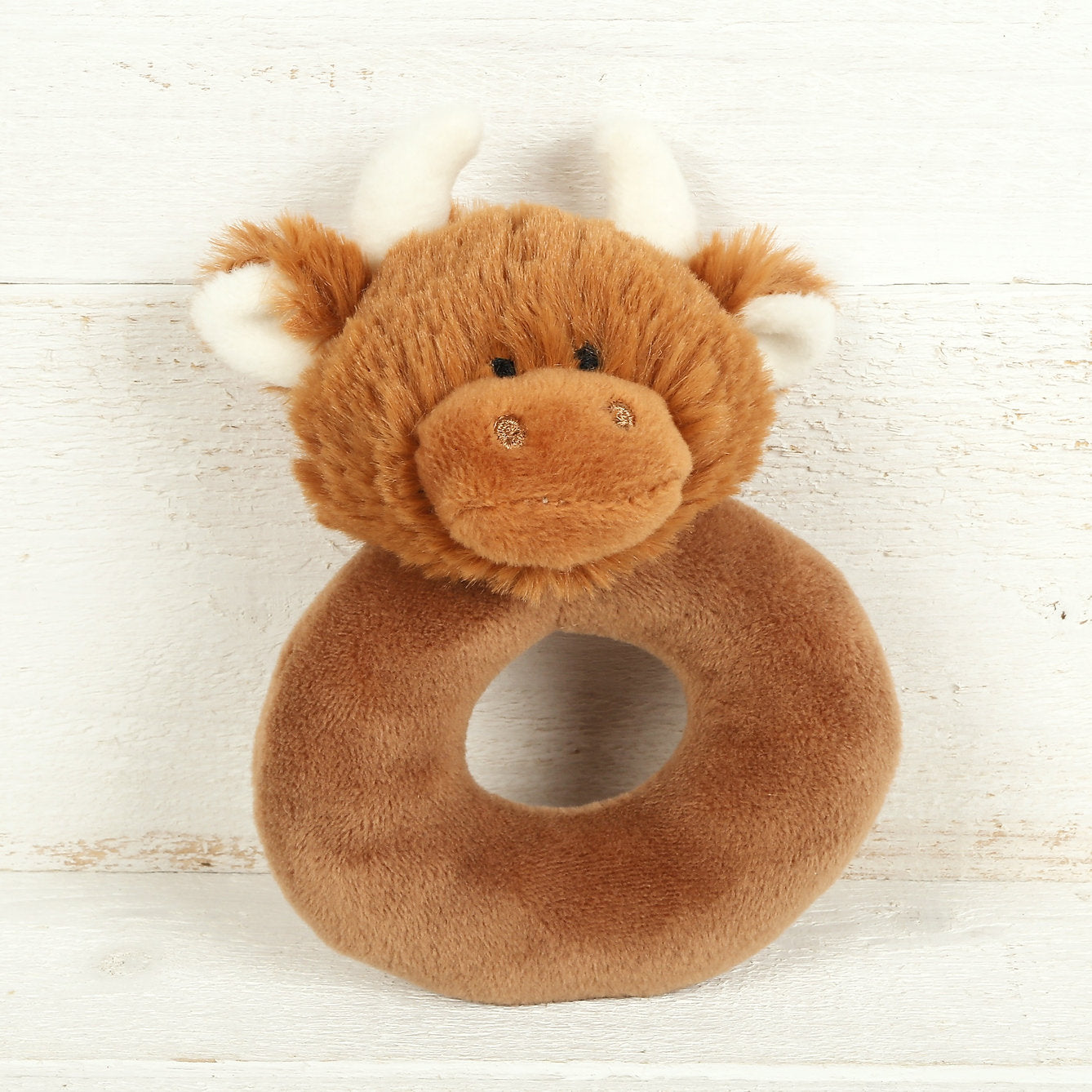 Scottish Brown Highland Cow Baby Rattle