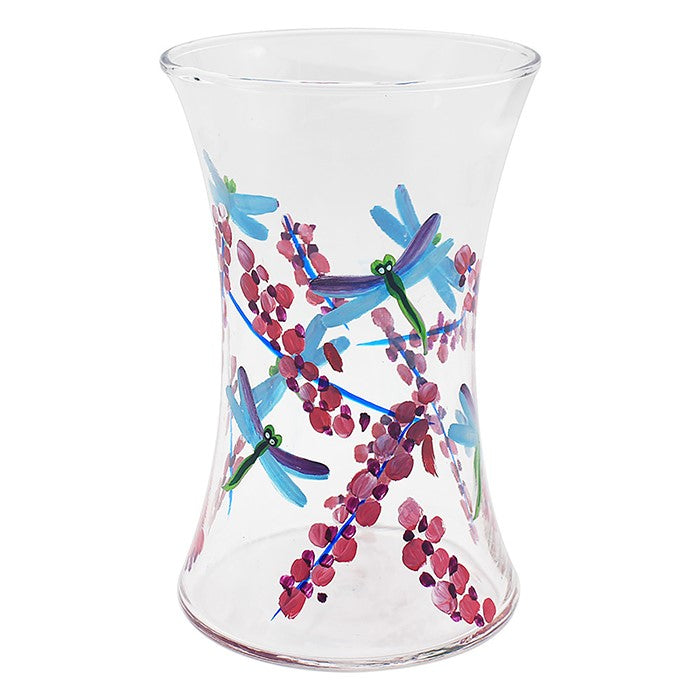 Flower & Dragonfly Glass Vase