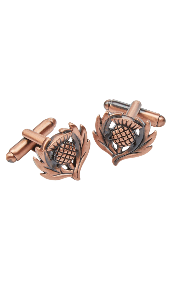 Matte Copper Thistle Cufflinks