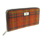 Deep Orange Tartan Zip Round Purse