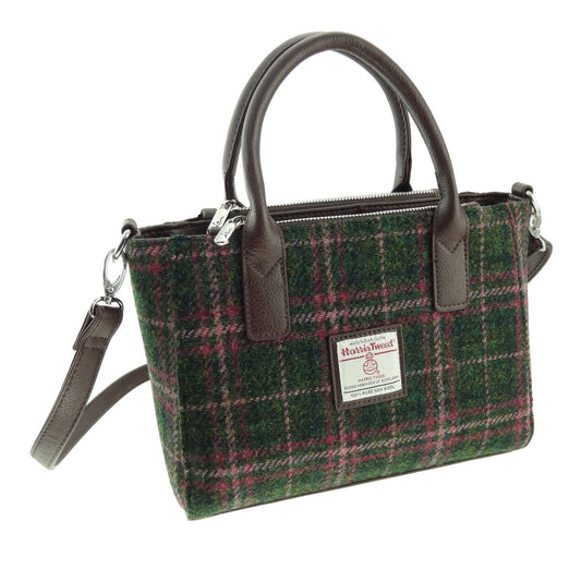 Dark Green & Plum Tartan Tote Handbag