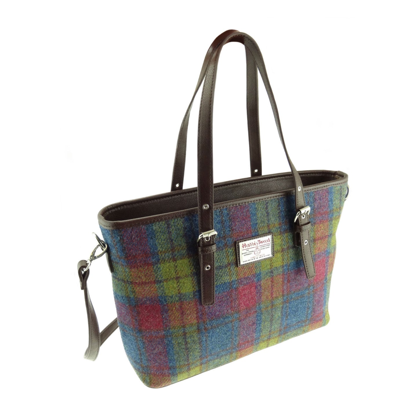 Pink Yellow Blue Tartan Large Handbag