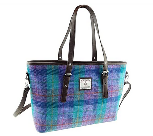 Purple Turquoise Tartan Large Handbag