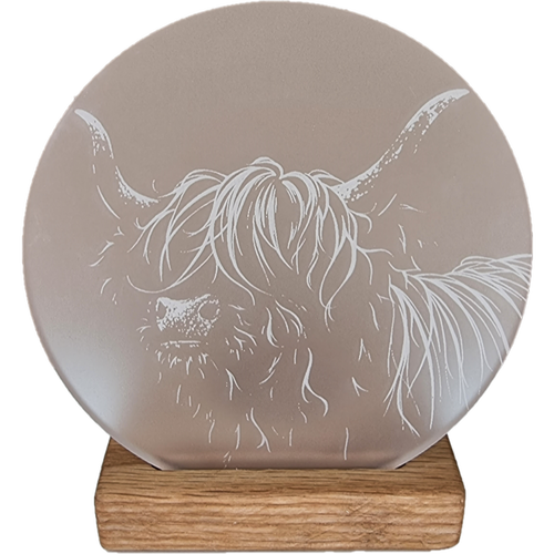 Highland Cow Round Candle Holder Whisky Barrel Stand