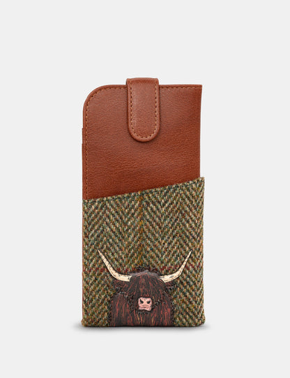 Green Brown Highland Cow Glasses Case