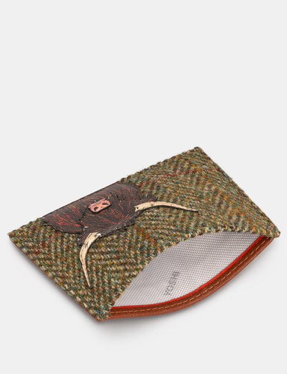 Green Brown Highland Cow Leather Card Holder