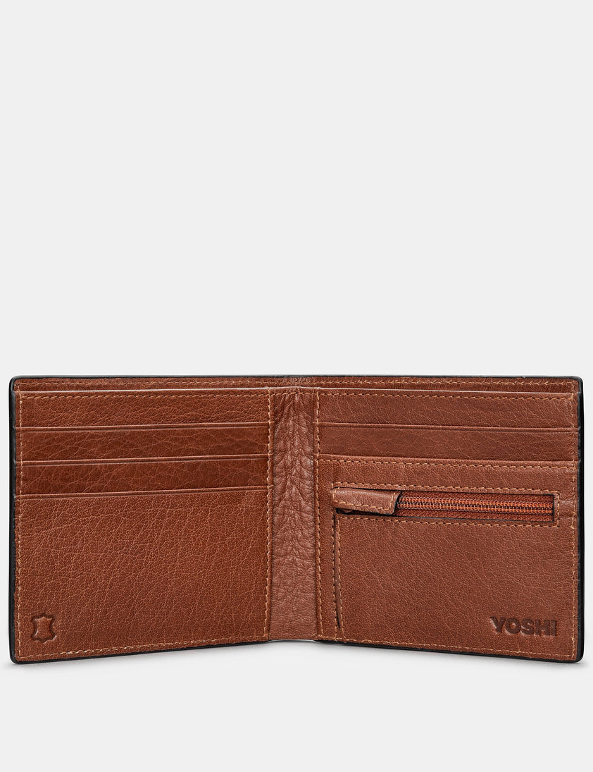 Green Brown Leather Highland Cow Wallet