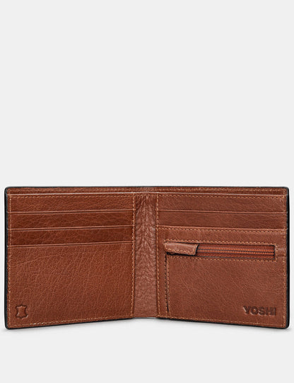 Green Brown Leather Highland Cow Wallet