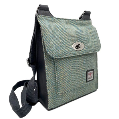 Turquoise Herringbone Cross Body Satchel