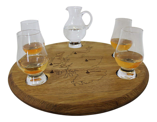 4 Glass Whisky Barrel Tasting Set & Water Jug
